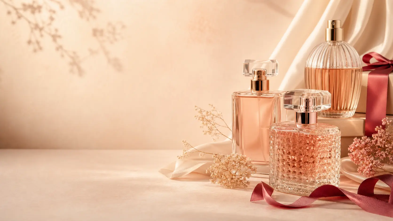 Perfumes e presentes em uma composição delicada